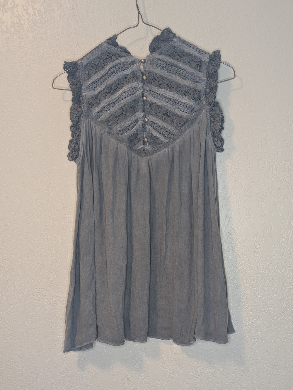 POL Bohemian Lace High Neck Tunic - Gray Mineral Wash - Picture 6 of 10